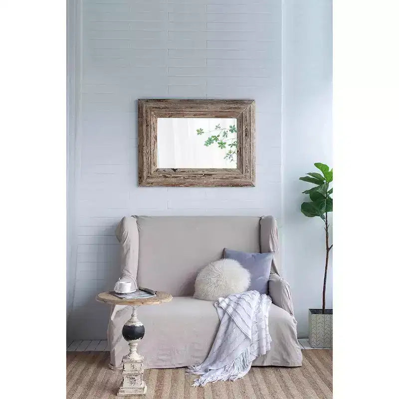 Specchio da Parete Rettangolare 30 x 39 Pollici con Cornice in Legno Effetto Invecchiato