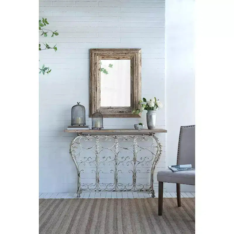 Specchio da Parete Rettangolare 30 x 39 Pollici con Cornice in Legno Effetto Invecchiato