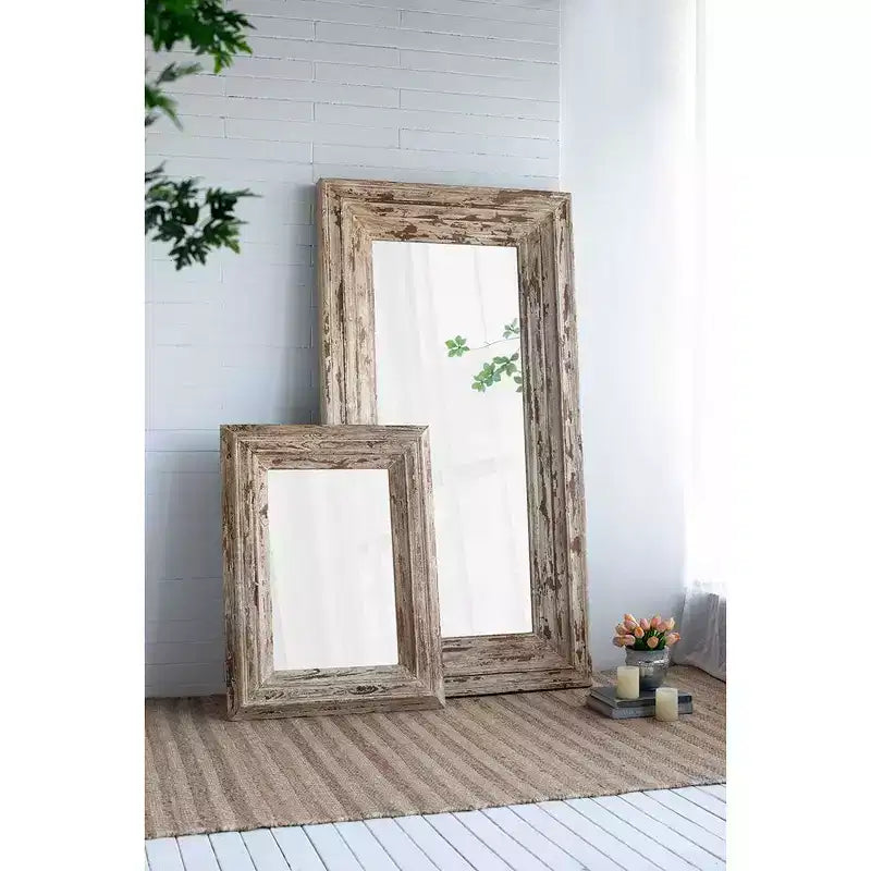 Specchio da Parete Rettangolare 30 x 39 Pollici con Cornice in Legno Effetto Invecchiato