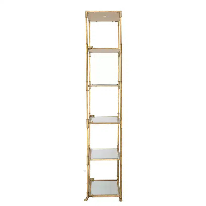 Scaffalatura a specchio a sei livelli, colore oro antico, 50,8x35,5x179 cm