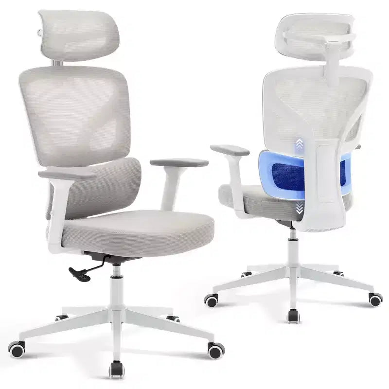 Sedia da ufficio ergonomica con schienale alto, rete traspirante, supporto lombare regolabile e braccioli 3D