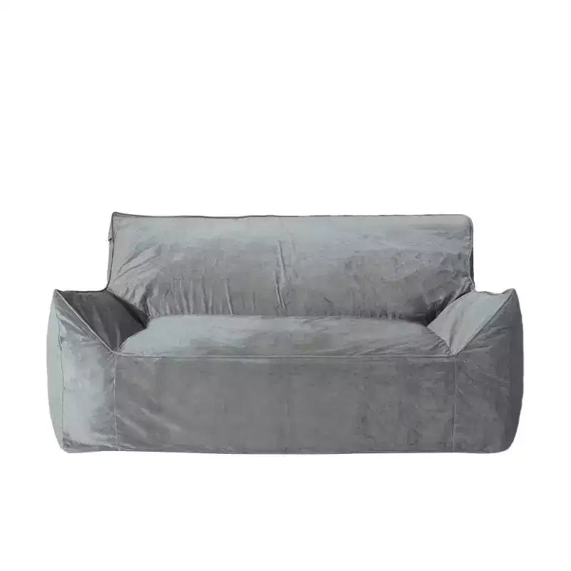 Divano Pouf Grande in Velluto a 2 Posti con Braccioli e Rivestimento Removibile