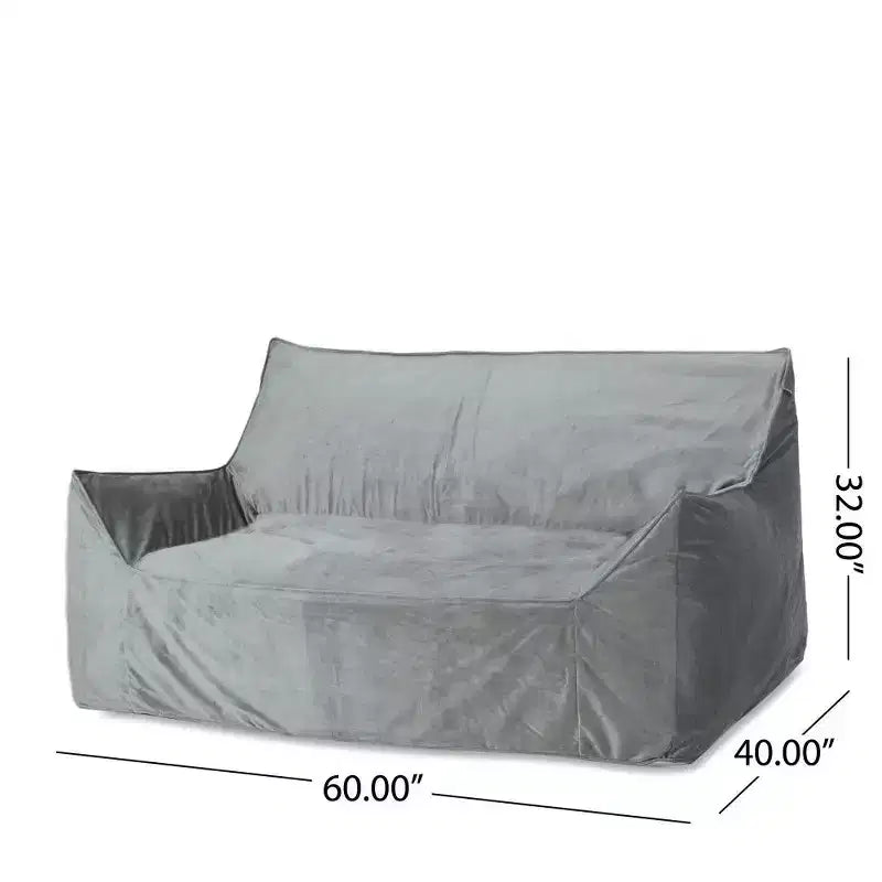 Divano Pouf Grande in Velluto a 2 Posti con Braccioli e Rivestimento Removibile