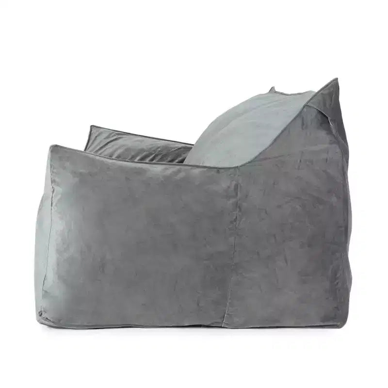 Divano Pouf Grande in Velluto a 2 Posti con Braccioli e Rivestimento Removibile