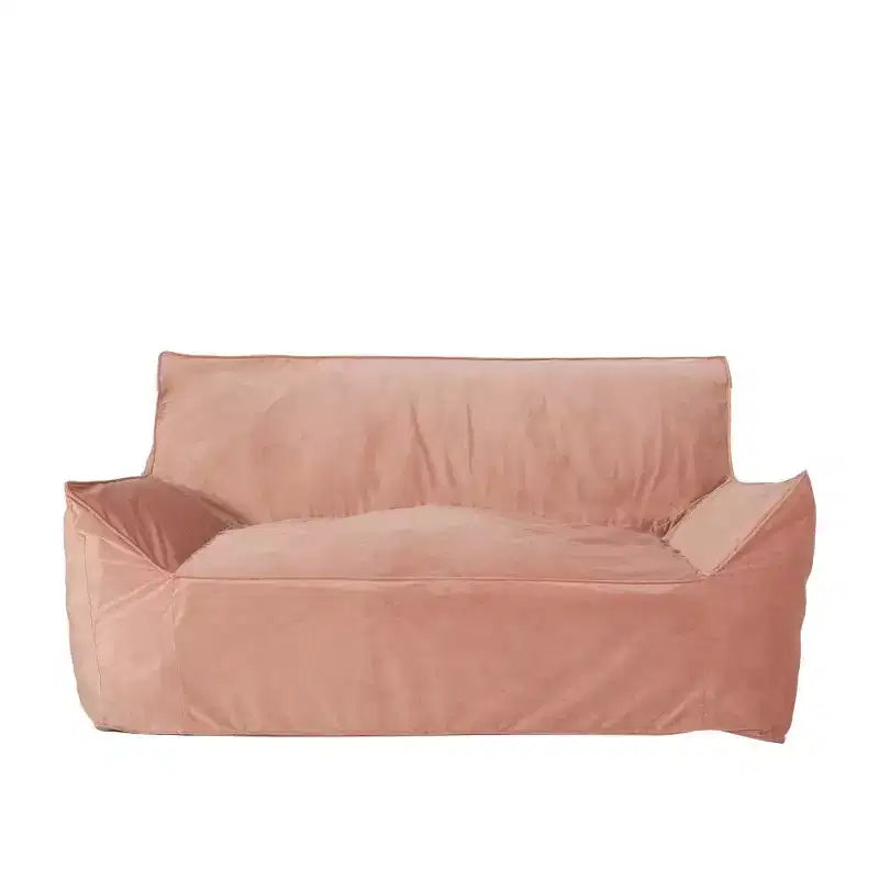 Divano Pouf Grande in Velluto a 2 Posti con Braccioli e Rivestimento Removibile