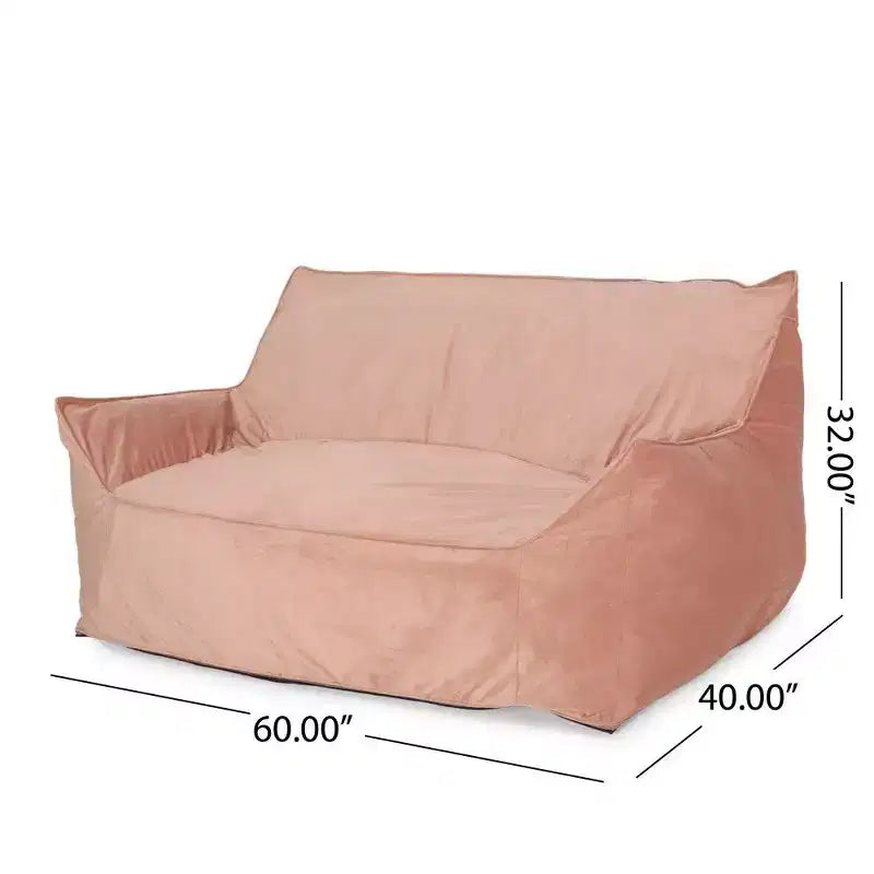 Divano Pouf Grande in Velluto a 2 Posti con Braccioli e Rivestimento Removibile