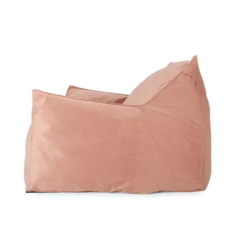 Divano Pouf Grande in Velluto a 2 Posti con Braccioli e Rivestimento Removibile