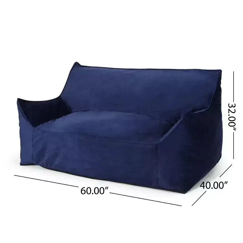 Divano Pouf Grande in Velluto a 2 Posti con Braccioli e Rivestimento Removibile