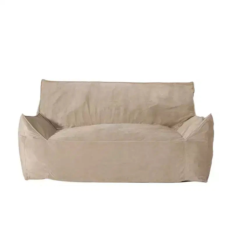 Divano Pouf Grande in Velluto a 2 Posti con Braccioli e Rivestimento Removibile