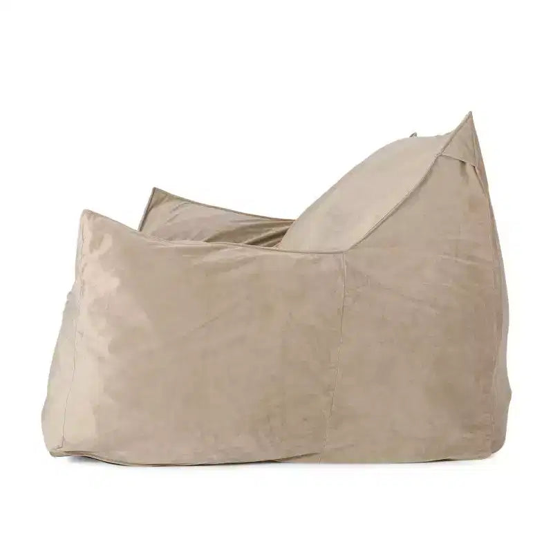 Divano Pouf Grande in Velluto a 2 Posti con Braccioli e Rivestimento Removibile