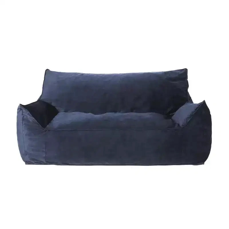 Divano Pouf Grande in Velluto a 2 Posti con Braccioli e Rivestimento Removibile