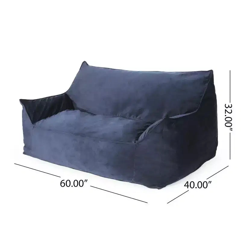 Divano Pouf Grande in Velluto a 2 Posti con Braccioli e Rivestimento Removibile