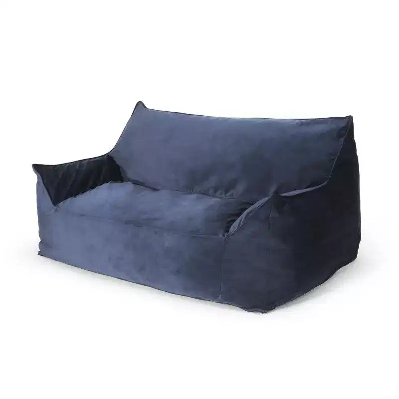 Divano Pouf Grande in Velluto a 2 Posti con Braccioli e Rivestimento Removibile
