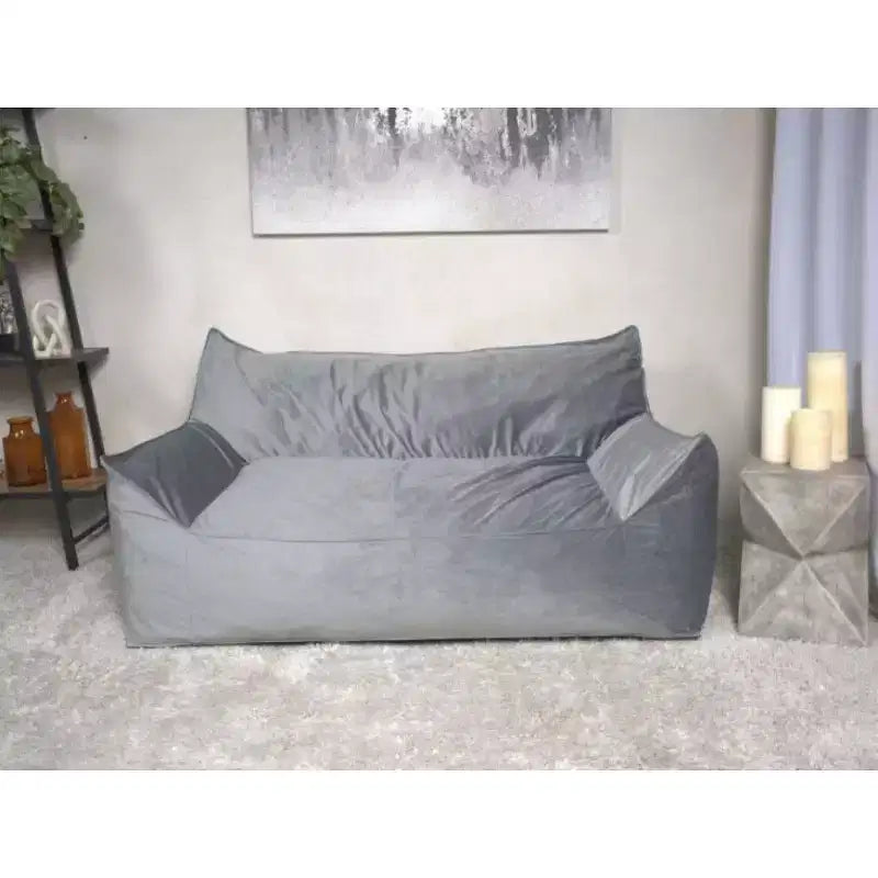 Divano Pouf Grande in Velluto a 2 Posti con Braccioli e Rivestimento Removibile
