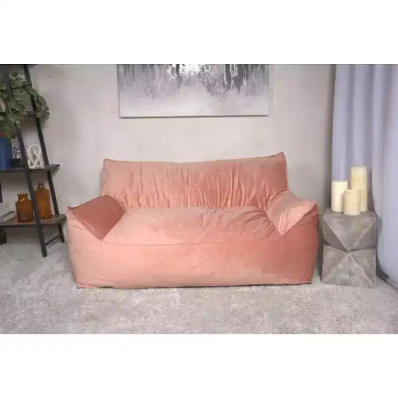 Divano Pouf Grande in Velluto a 2 Posti con Braccioli e Rivestimento Removibile
