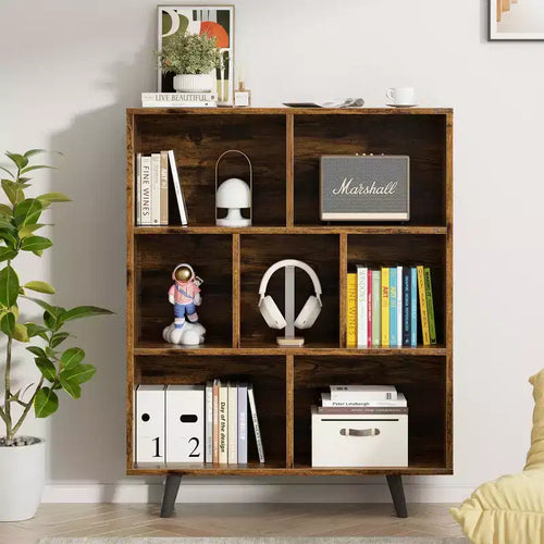Celebalcony 3 Tier Bookcase with Legs Cubeicals Retro Wood Organizer Storage Bookcase, Freestanding Open Book Shelves for Bedroom,Living Room