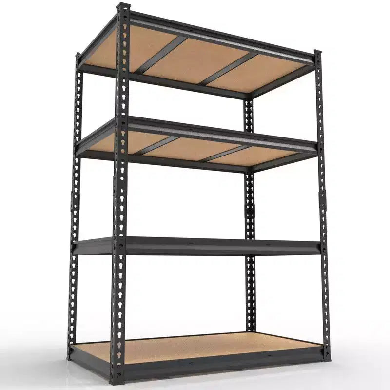 Scaffale portaoggetti in acciaio regolabile a 4 ripiani con design in legno