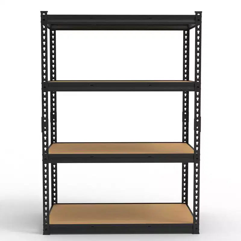 Scaffale portaoggetti in acciaio regolabile a 4 ripiani con design in legno