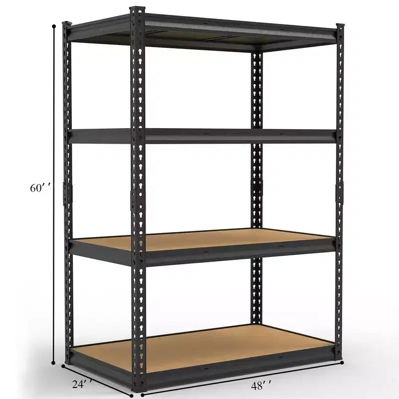 Scaffale portaoggetti in acciaio regolabile a 4 ripiani con design in legno