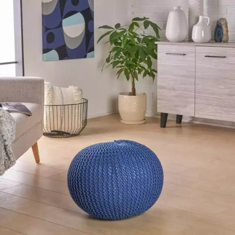 Pouf/Cuscino da pavimento rotondo moderno in maglia da 50 cm per soggiorno, camera da letto, ingresso
