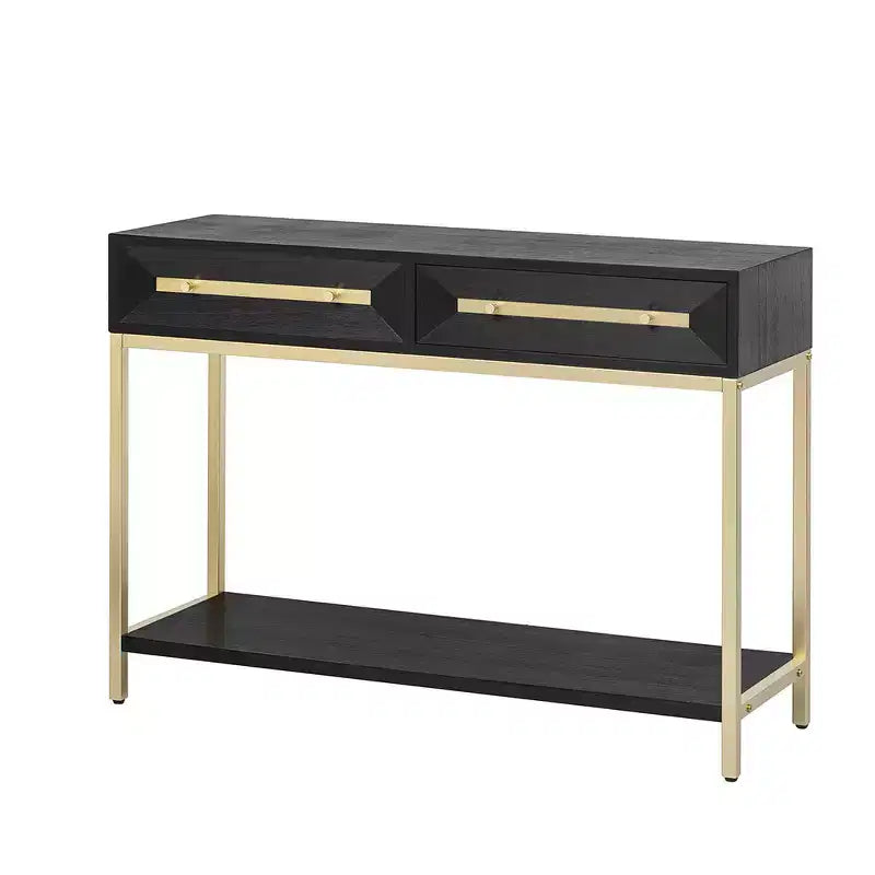 Consolle con cassetti geometrici e ripiano portaoggetti