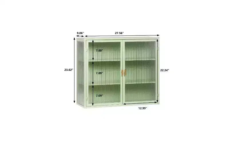 Credenza a 3 Ripiani con Struttura in Ferro e Ante in Vetro Temperato