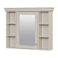 Bathroom Cabinet with Mirror, Modern Wall Mounted Bathroom Storage Cabinet with 6 Open Shelves, Soft-Close Door, Freestanding