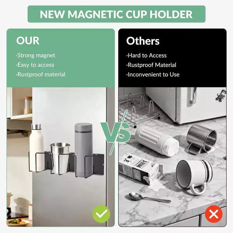 Organizzatore magnetico per tazze con ganci e porta cannucce