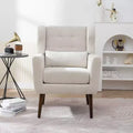 Poltroncina in ciniglia con schienale ergonomico, gambe affusolate in legno e cuscino decorativo, capacità 125 kg