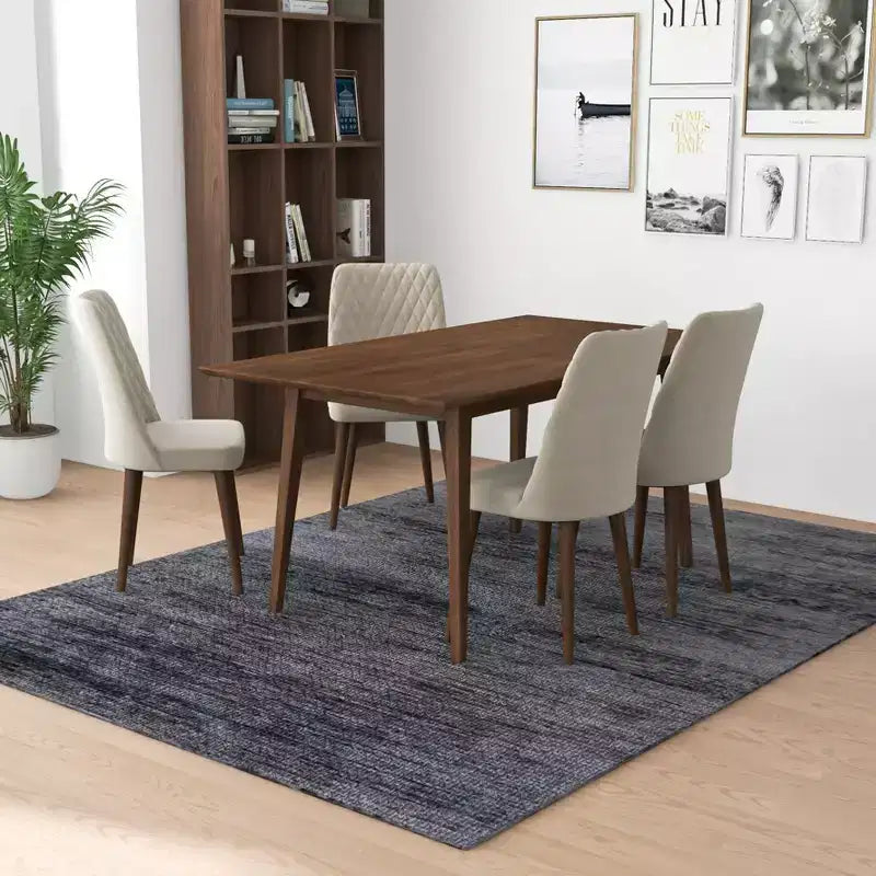 Sedie da pranzo set da 2, schienale alto in stile moderno di metà secolo con rivestimento in ecopelle, capacità 136 kg