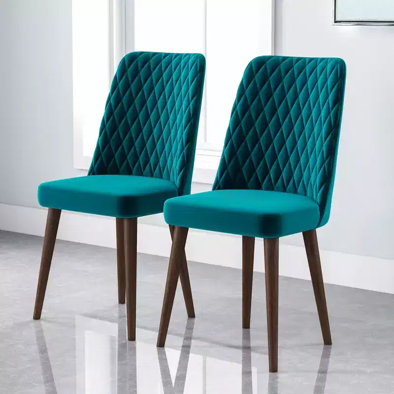 Sedie da pranzo set da 2, schienale alto in stile moderno di metà secolo con rivestimento in ecopelle, capacità 136 kg