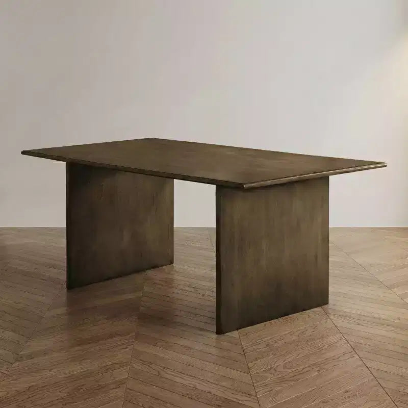Tavolo da pranzo moderno di metà secolo da 72 pollici con base a doppio piedistallo, finitura in legno naturale