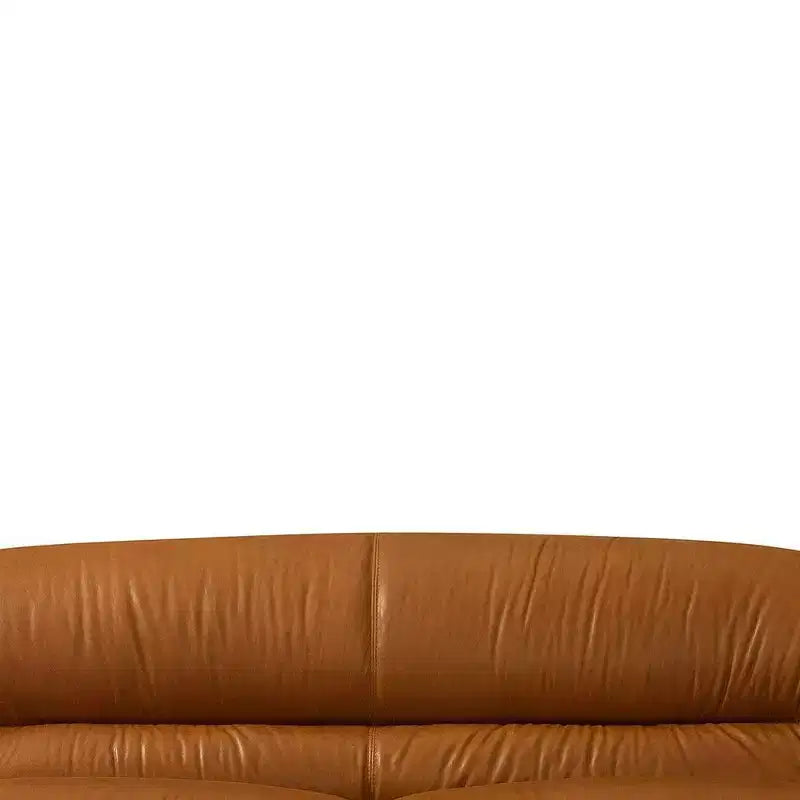 Divano in pelle color cognac da 168 cm con cuscini morbidi e gambe in metallo, quattro posti