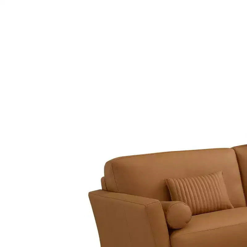 Divano in pelle cuoio da 68 pollici con cuscini fissi e struttura in composito di legno