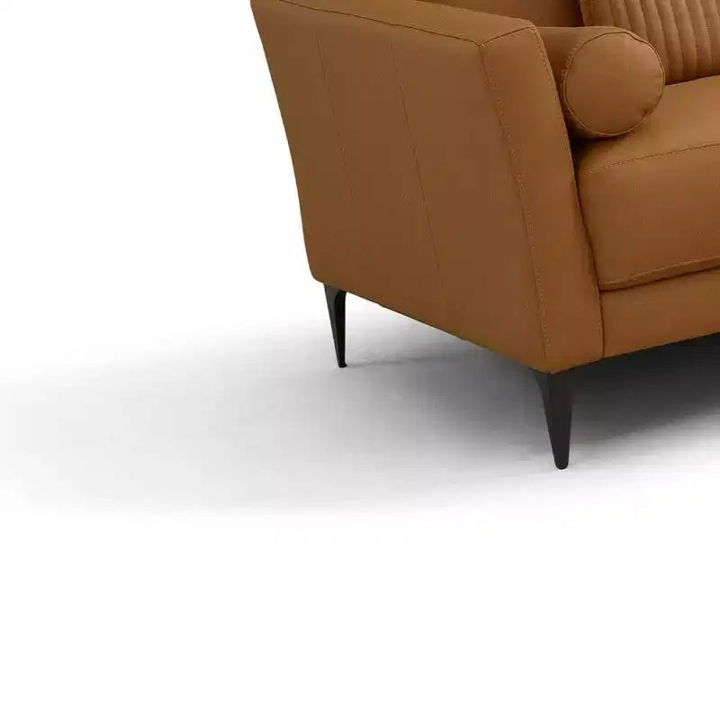 Divano in pelle cuoio da 68 pollici con cuscini fissi e struttura in composito di legno