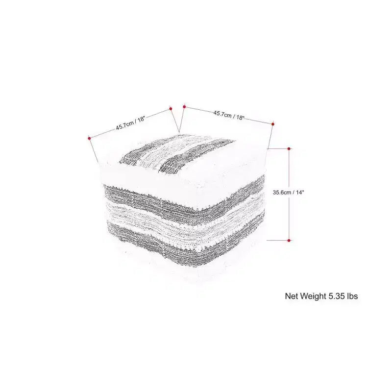 Pouf quadrato intrecciato, per interni ed esterni, resistente ai raggi UV e all'acqua, capacità 113 kg