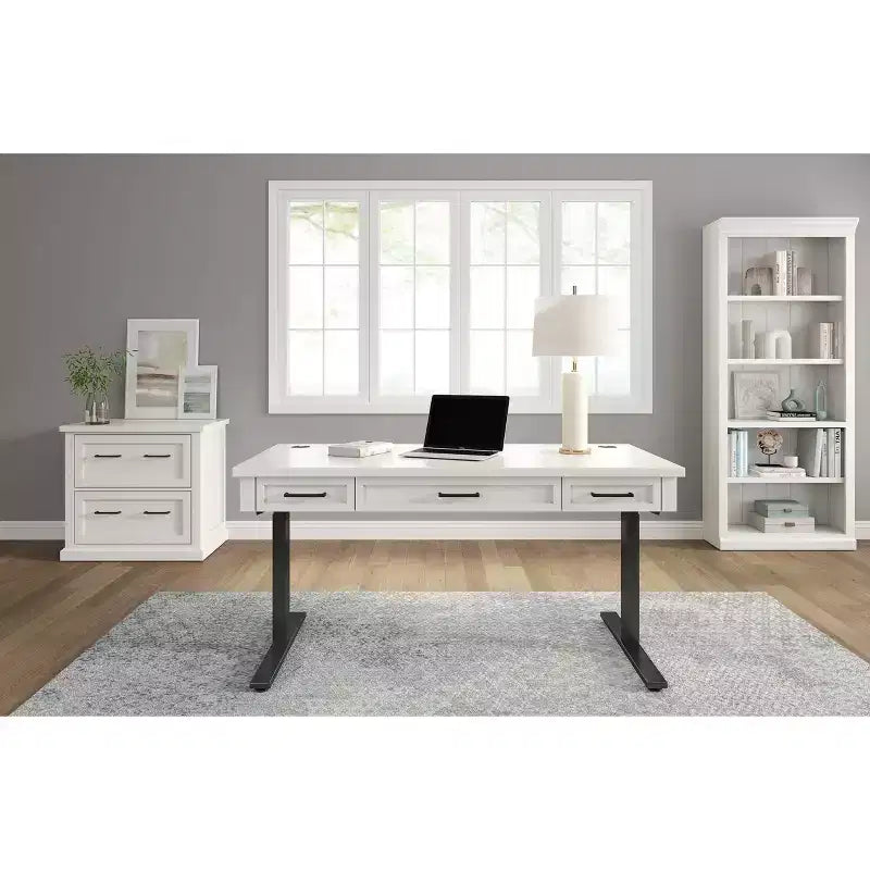Classificatore laterale a 2 cassetti con cassetto superiore con serratura – Finitura in legno bianco