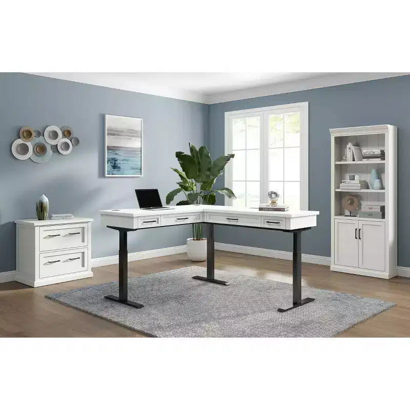 Classificatore laterale a 2 cassetti con cassetto superiore con serratura – Finitura in legno bianco