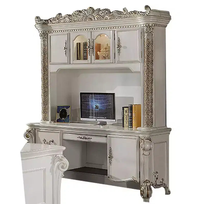 Scrivania per computer da 89" con libreria a giorno – Finitura perla antica, legno composito, ripiano a giorno