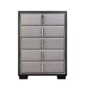 38" Nicola Decorative Storage Drawer Silver Synthetic Leather and Black Finish - Acme Furniture