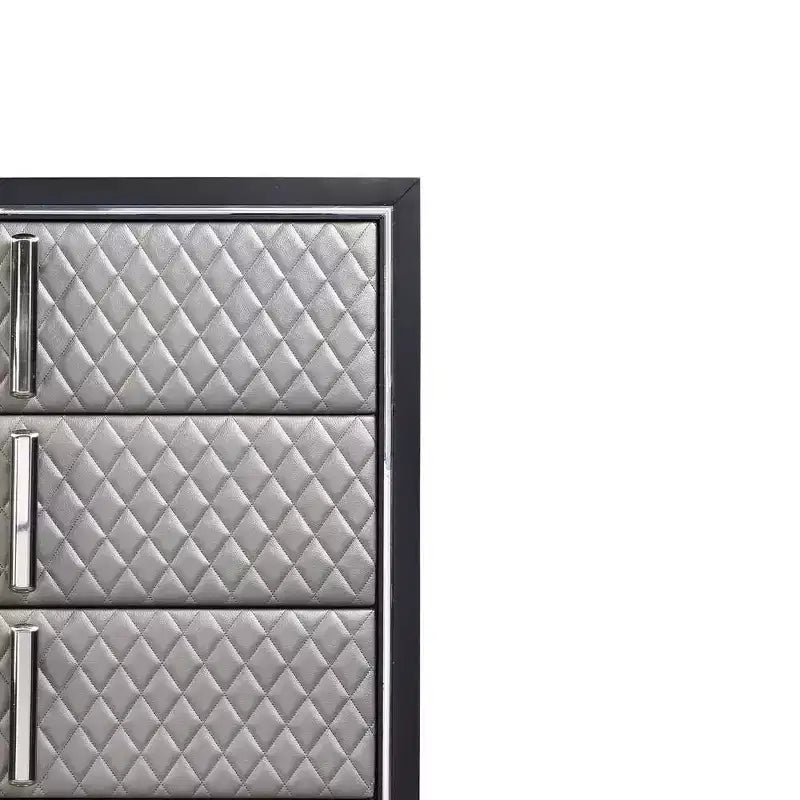 Cassettiera decorativa a 5 cassetti – 96,5 cm L x 137 cm A x 45,7 cm P, Finitura argento e nera