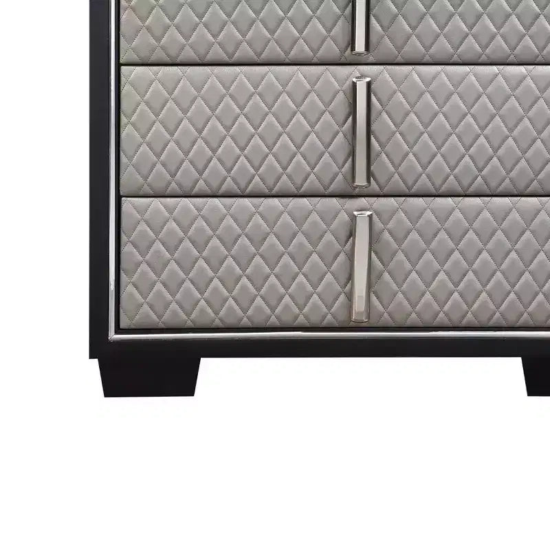 Cassettiera decorativa a 5 cassetti – 96,5 cm L x 137 cm A x 45,7 cm P, Finitura argento e nera