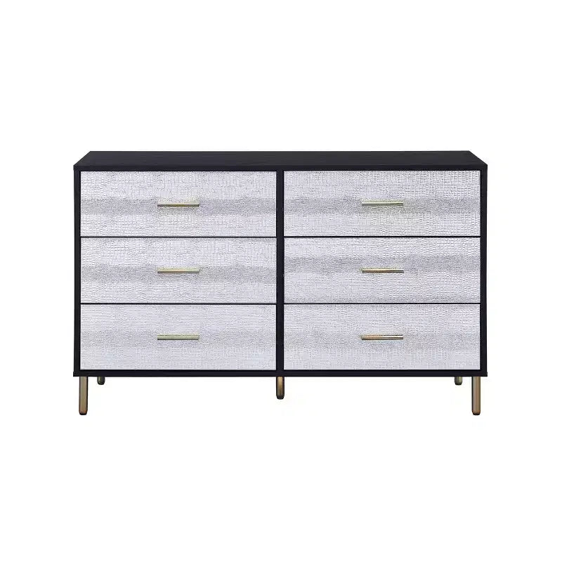 47" Myles Decorative Storage Drawers Black, Silver and Gold Finish - Acme Furniture: 5-Drawer Wood Composite, No Assembly Required