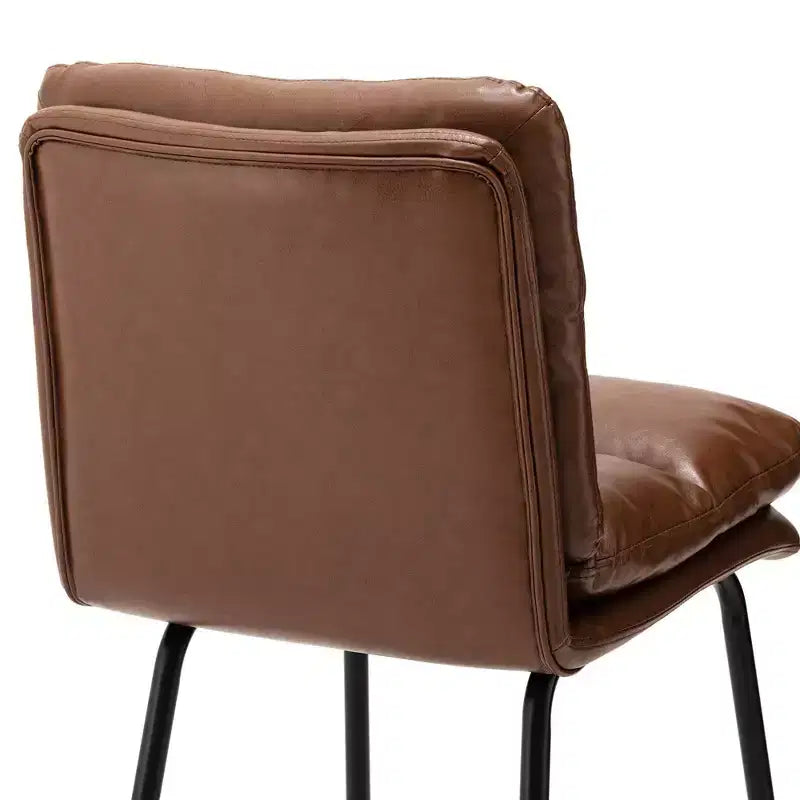 Set di 2 moderni sgabelli da bar in similpelle spessa con gambe in metallo placcato nero, altezza seduta 61 cm