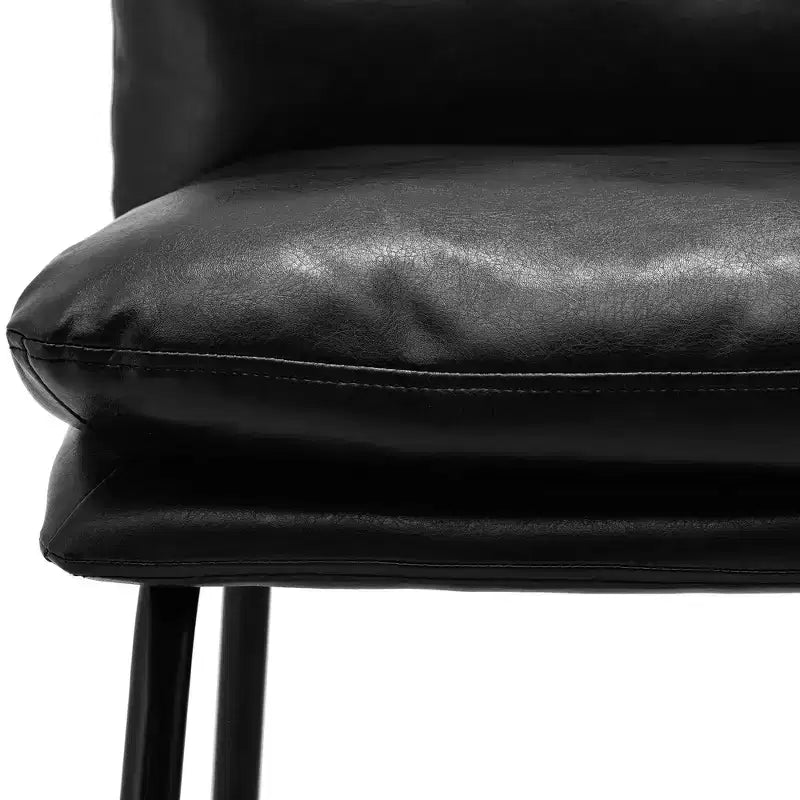 Set di 2 moderni sgabelli da bar in similpelle spessa con gambe in metallo placcato nero, altezza seduta 61 cm