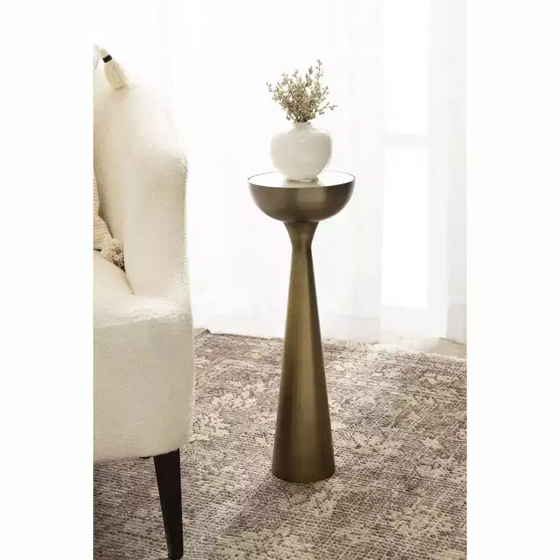 Tavolino d'appoggio rotondo a specchio