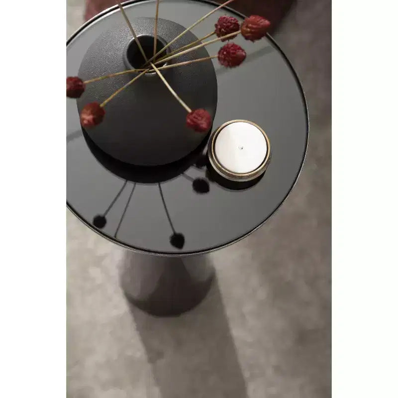 Tavolino d'appoggio rotondo a specchio