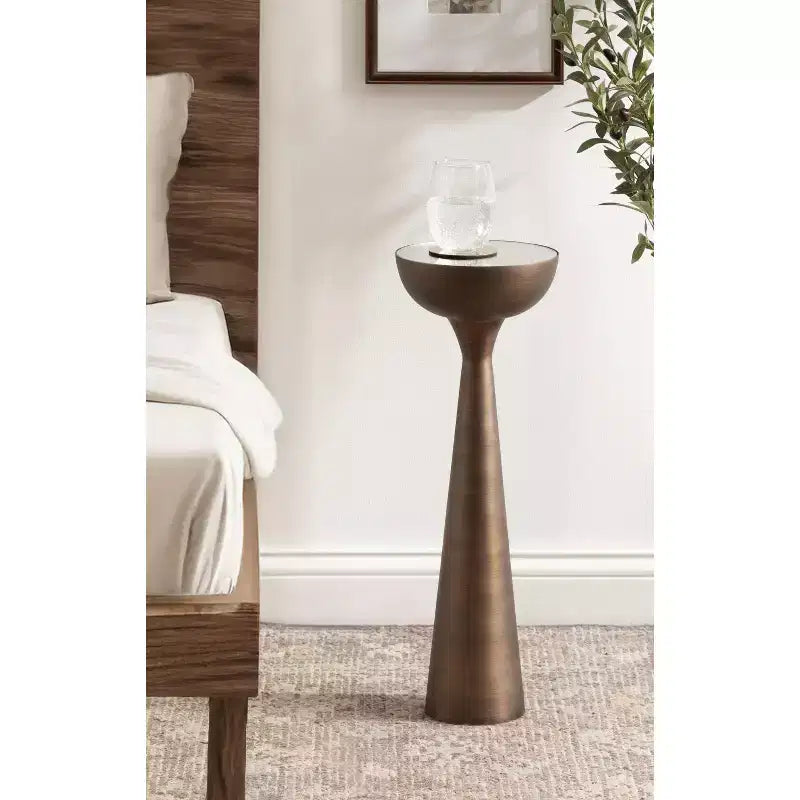 Tavolino d'appoggio rotondo a specchio