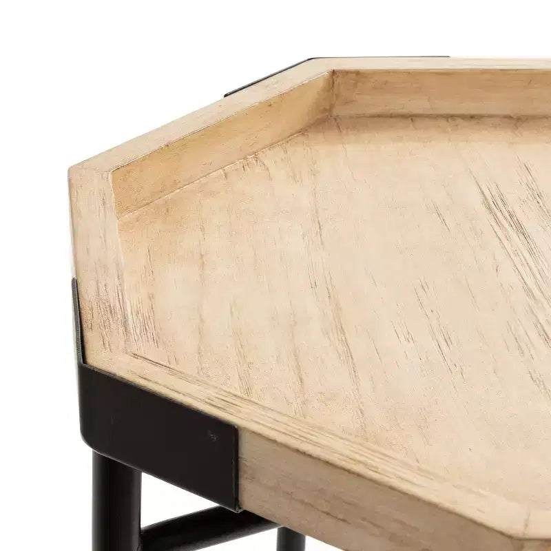 Tavolino ottagonale in legno, 15x15x24, marrone naturale