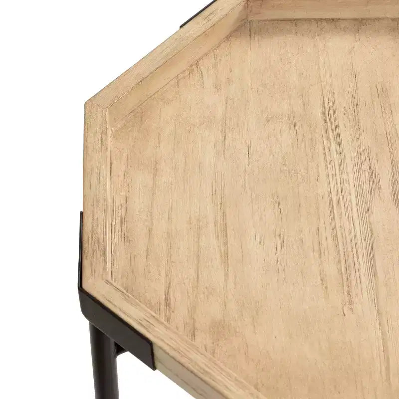 Tavolino ottagonale in legno, 15x15x24, marrone naturale